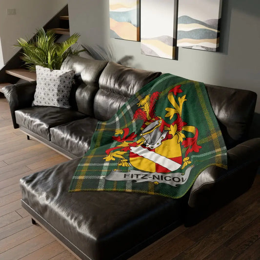 Fitz-Nicol Family Crest Plaid Cozy Blanket for Home Decor