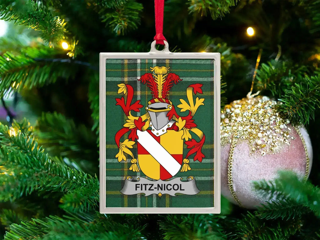 Elegant Fitz-Nicol Family Crest Holiday Ornament product