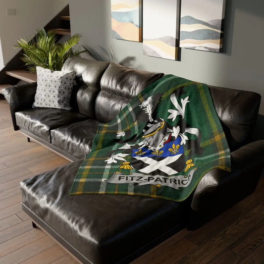 Fitz-Patrick Family Crest Green Plaid Sofa Blanket