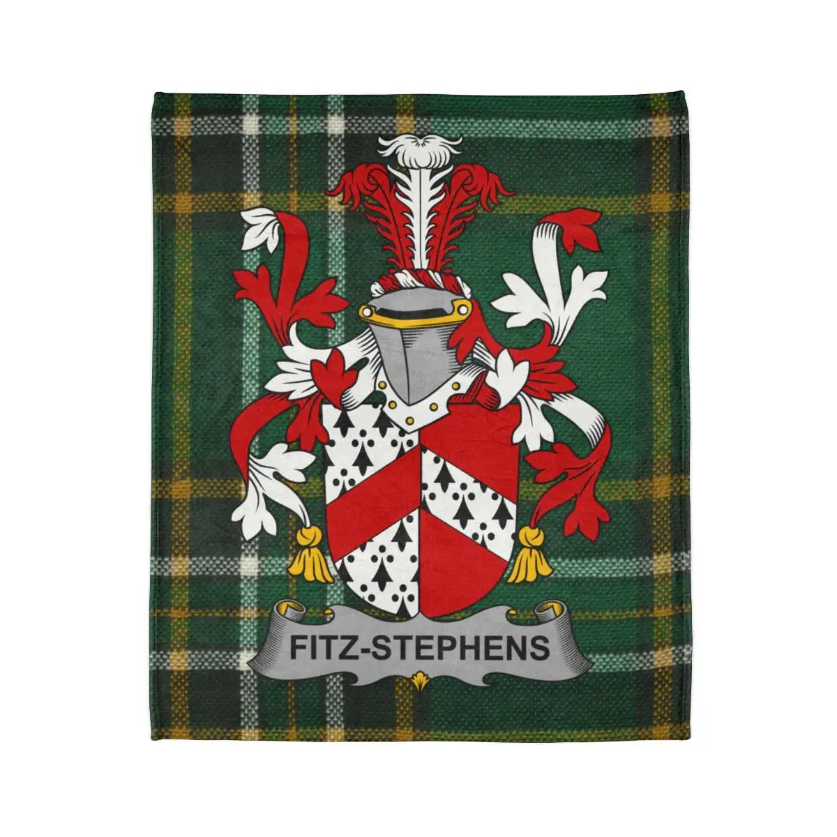 Fitz-Stephens Family Crest Green Plaid Blanket