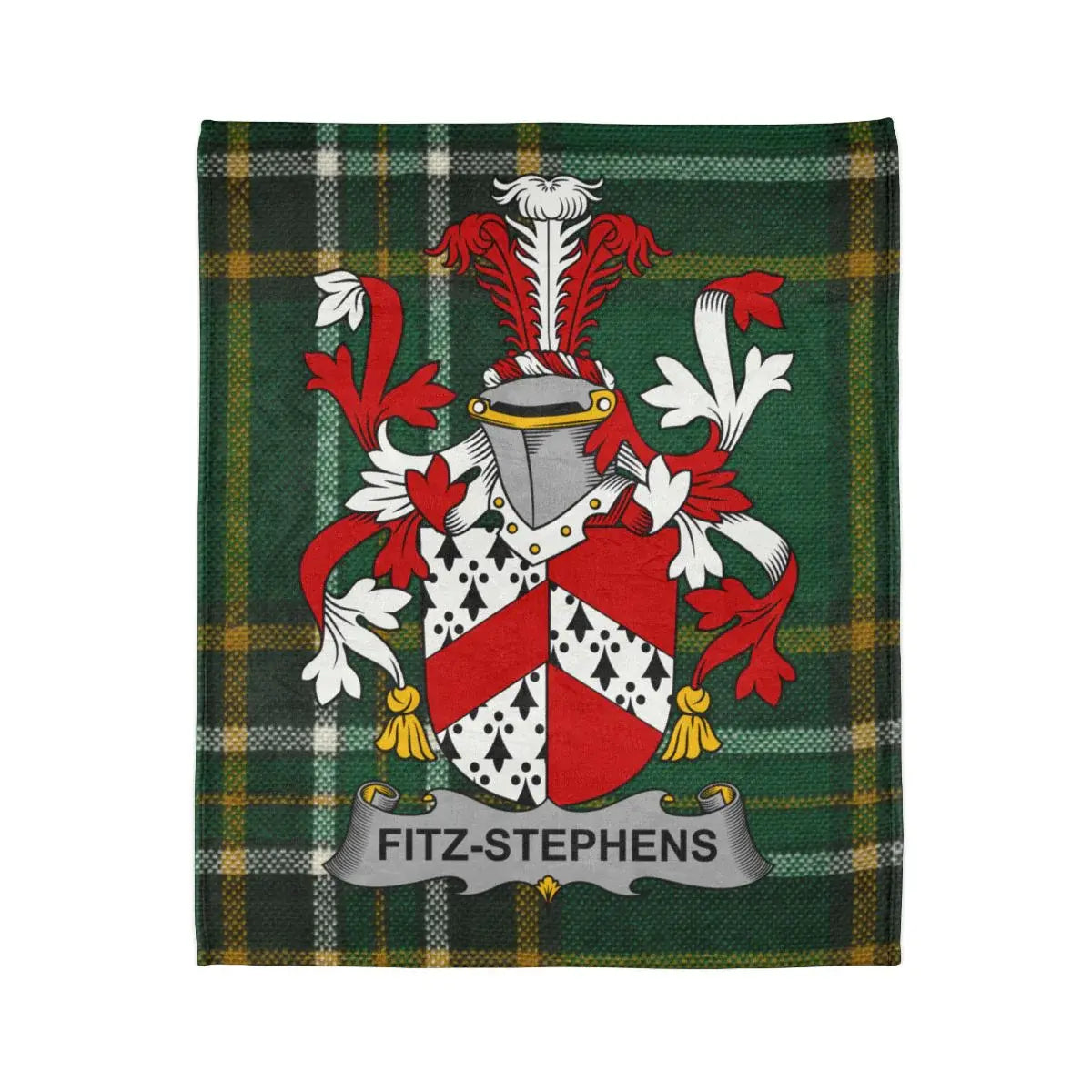 Fitz-Stephens Family Crest Green Plaid Blanket