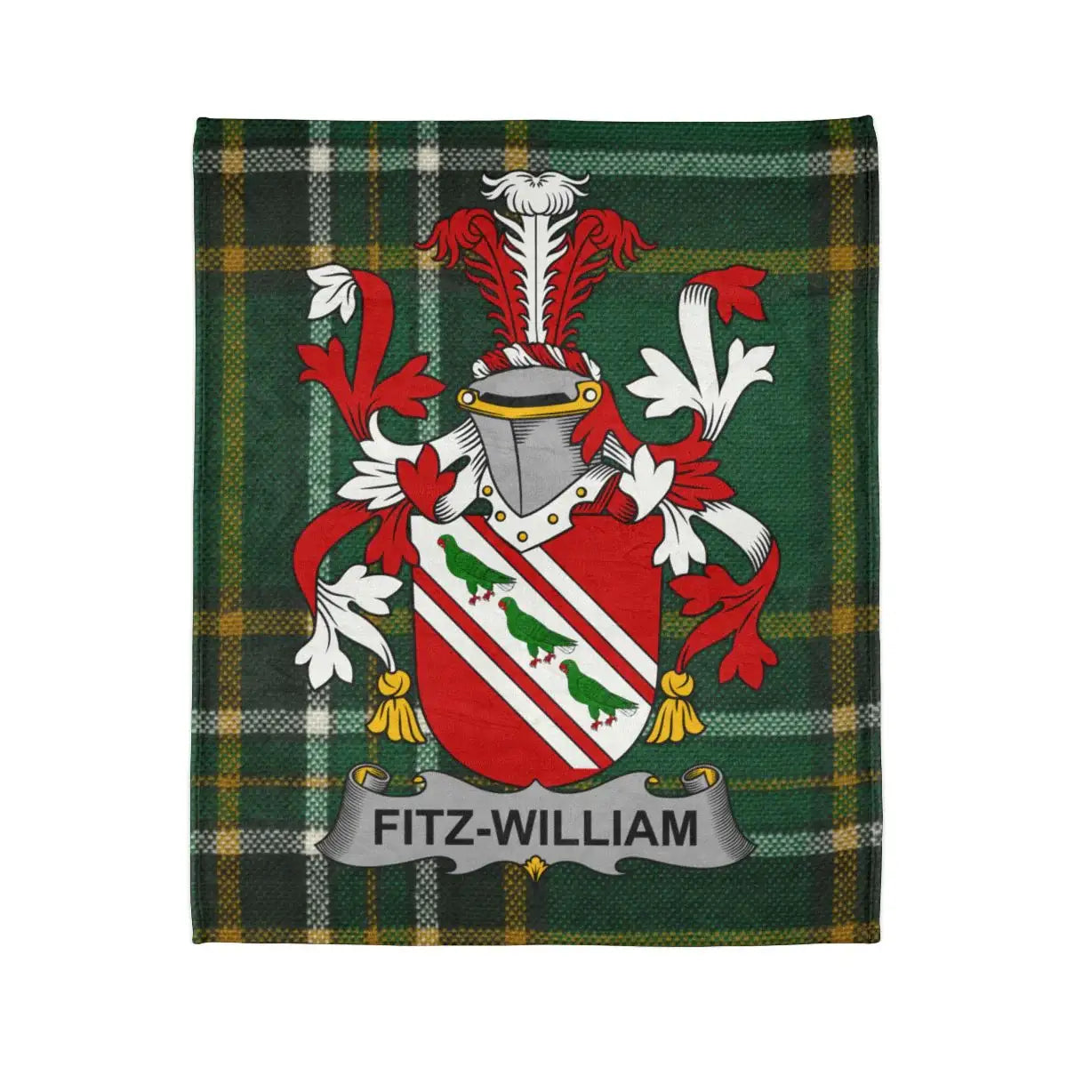 FITZ-WILLIAM Family Tartan Blanket with Crest Design