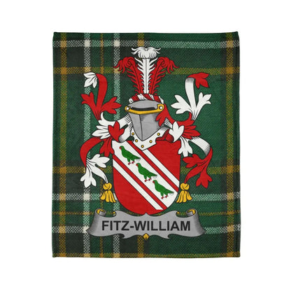 FITZ-WILLIAM Family Tartan Blanket with Crest Design