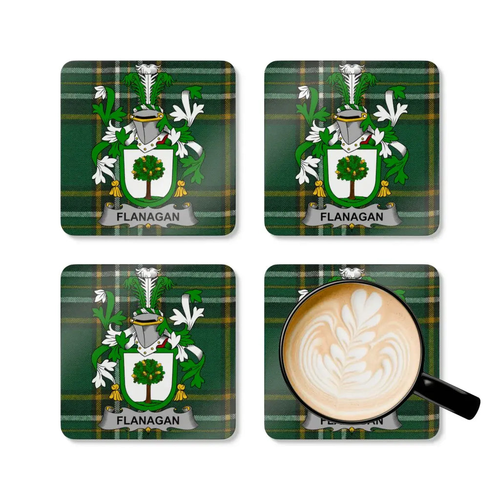 Custom Flanagan Plaid Family Crest Coaster Set product type