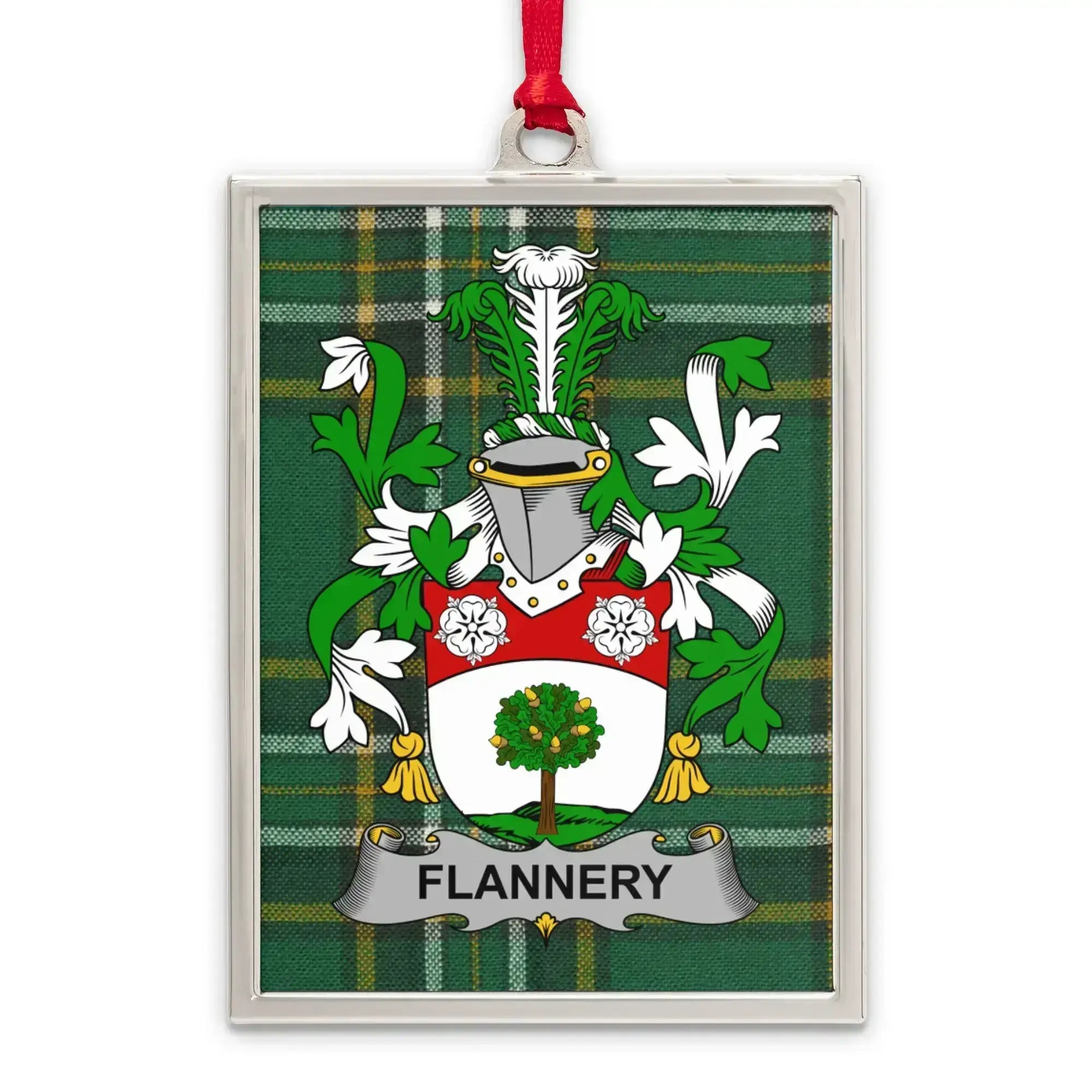 Flannery Family Crest Plaid Designed Hanging Ornament product