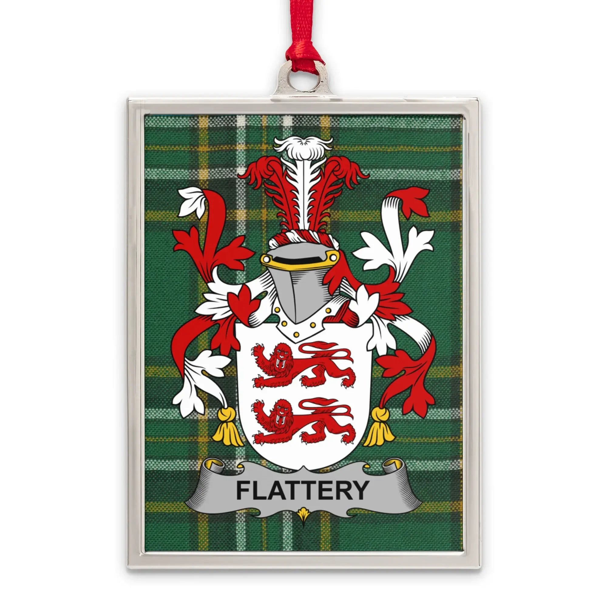 Flattery Coat of Arms Plaid Ornament product type