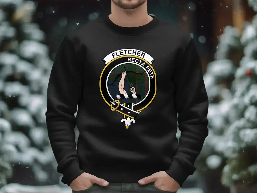 Fletcher Recta Pete emblem design sweatshirt in black — clan crest on fleece