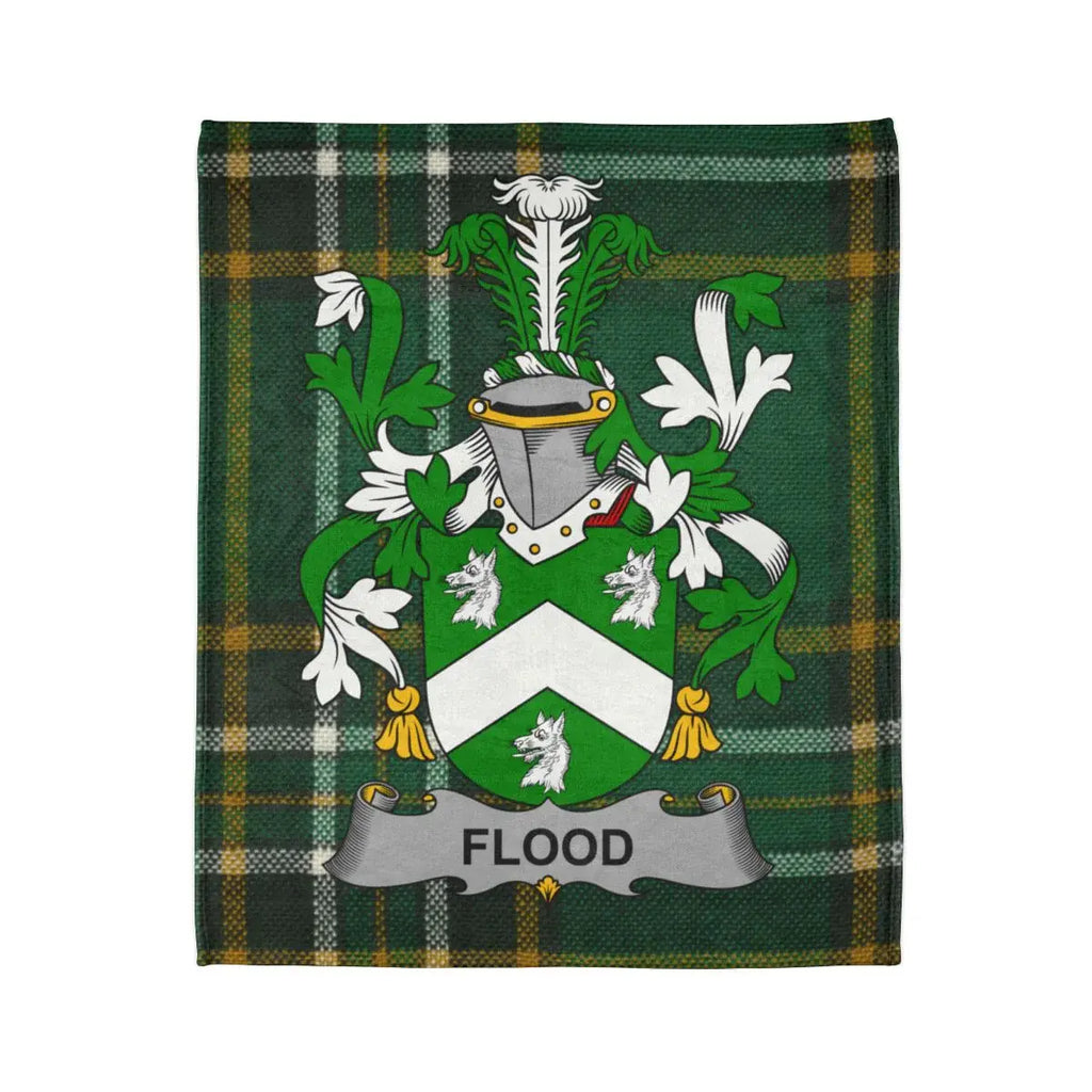 Flood Family Crest Green Tartan Blanket Product