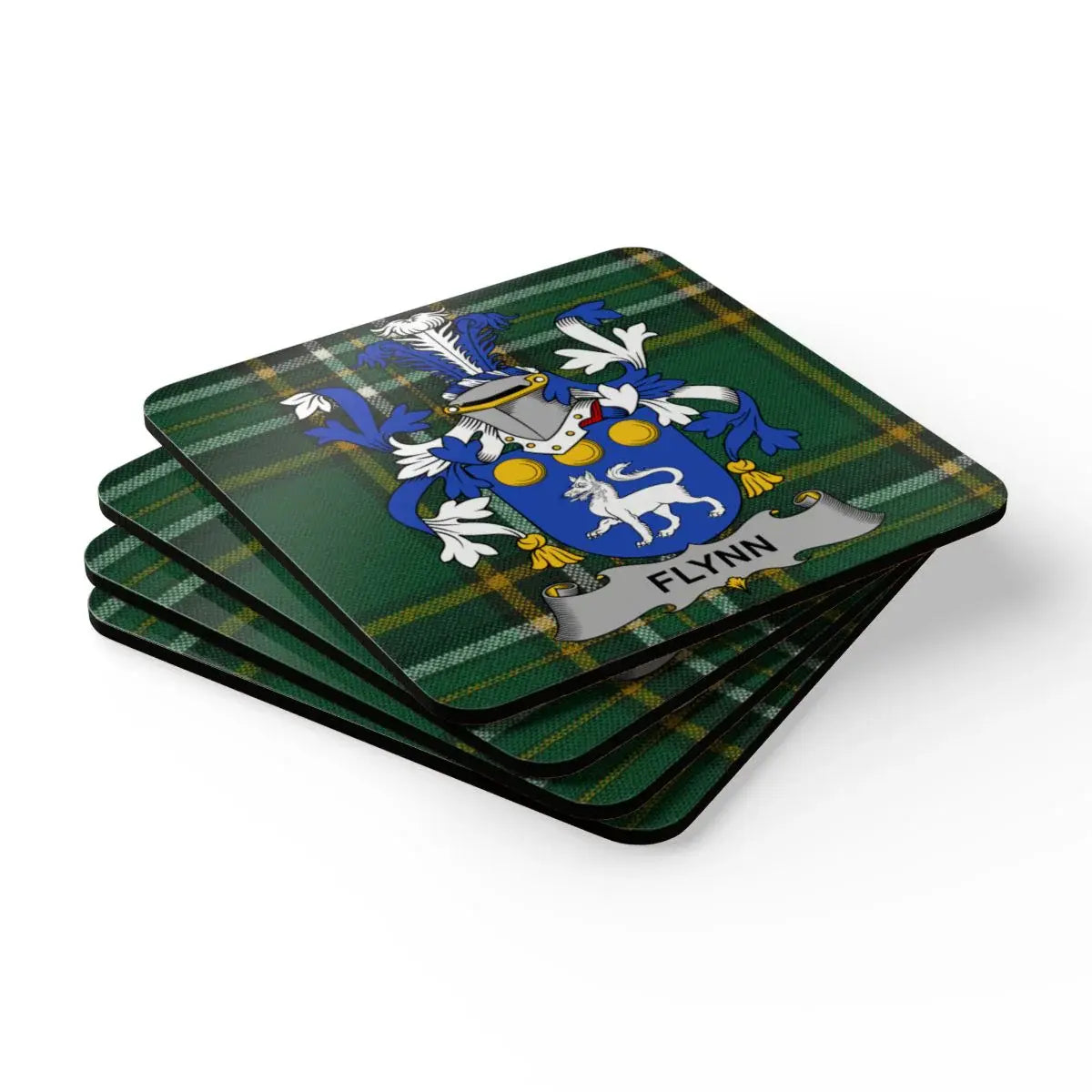 Flynn Family Crest Green Plaid Coasters product type