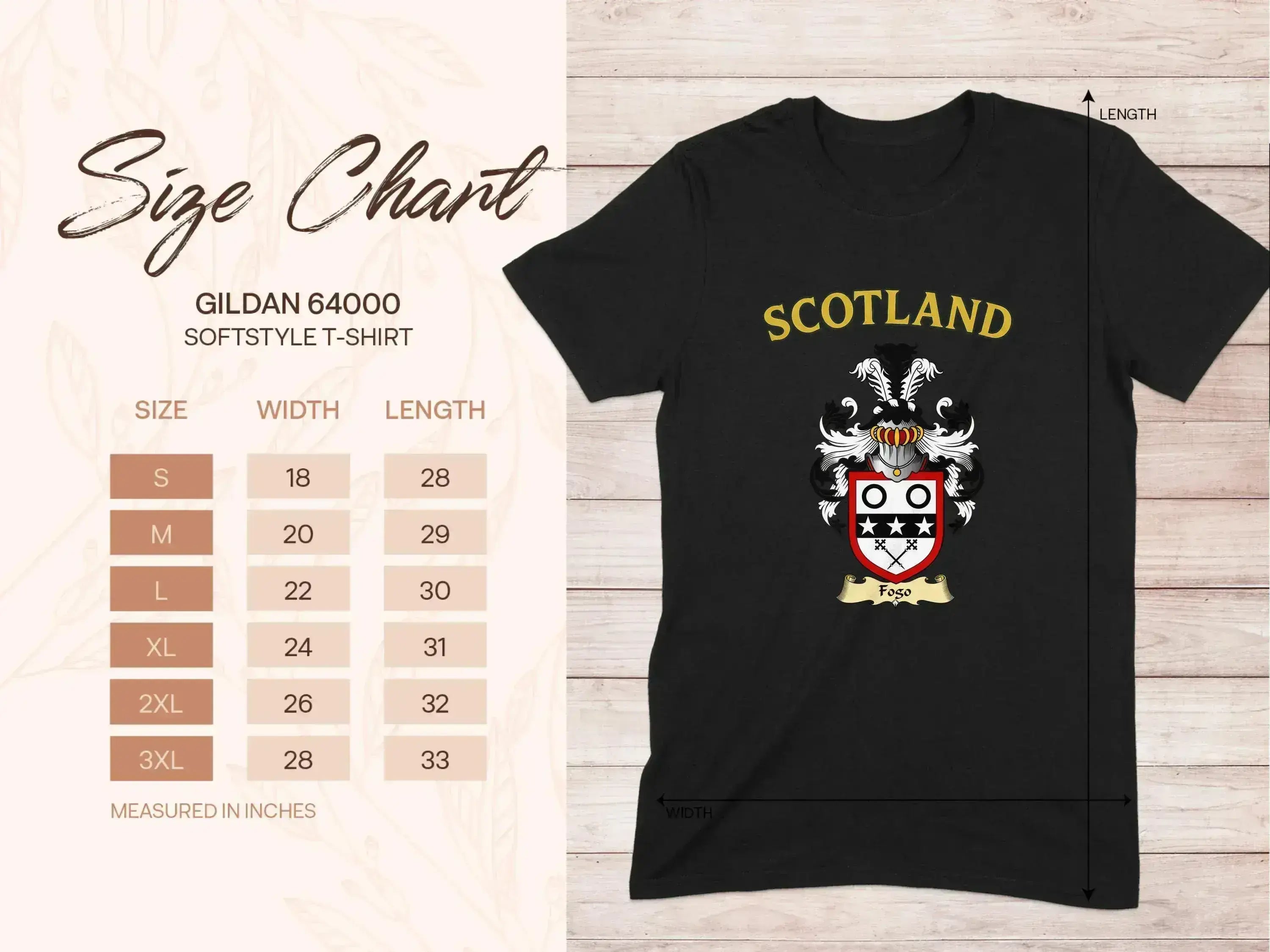 Fogo Scottish clan crest t-shirt — clan crest, front view