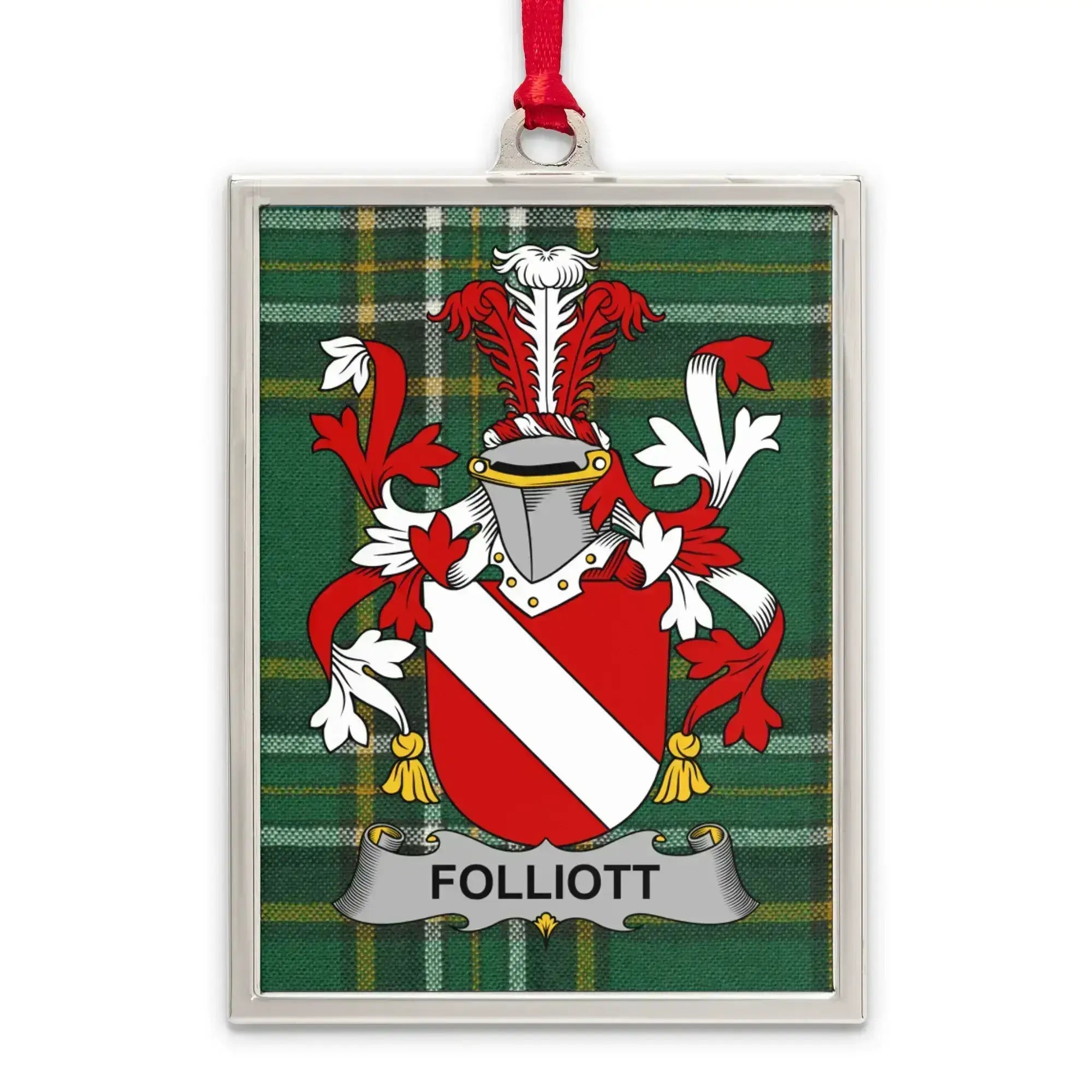 Folliott Coat of Arms Plaid Background Ornament product