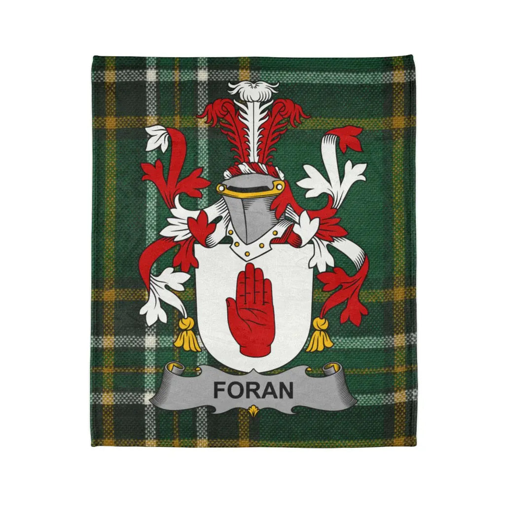 Foran Crest on Tartan Background Blanket
