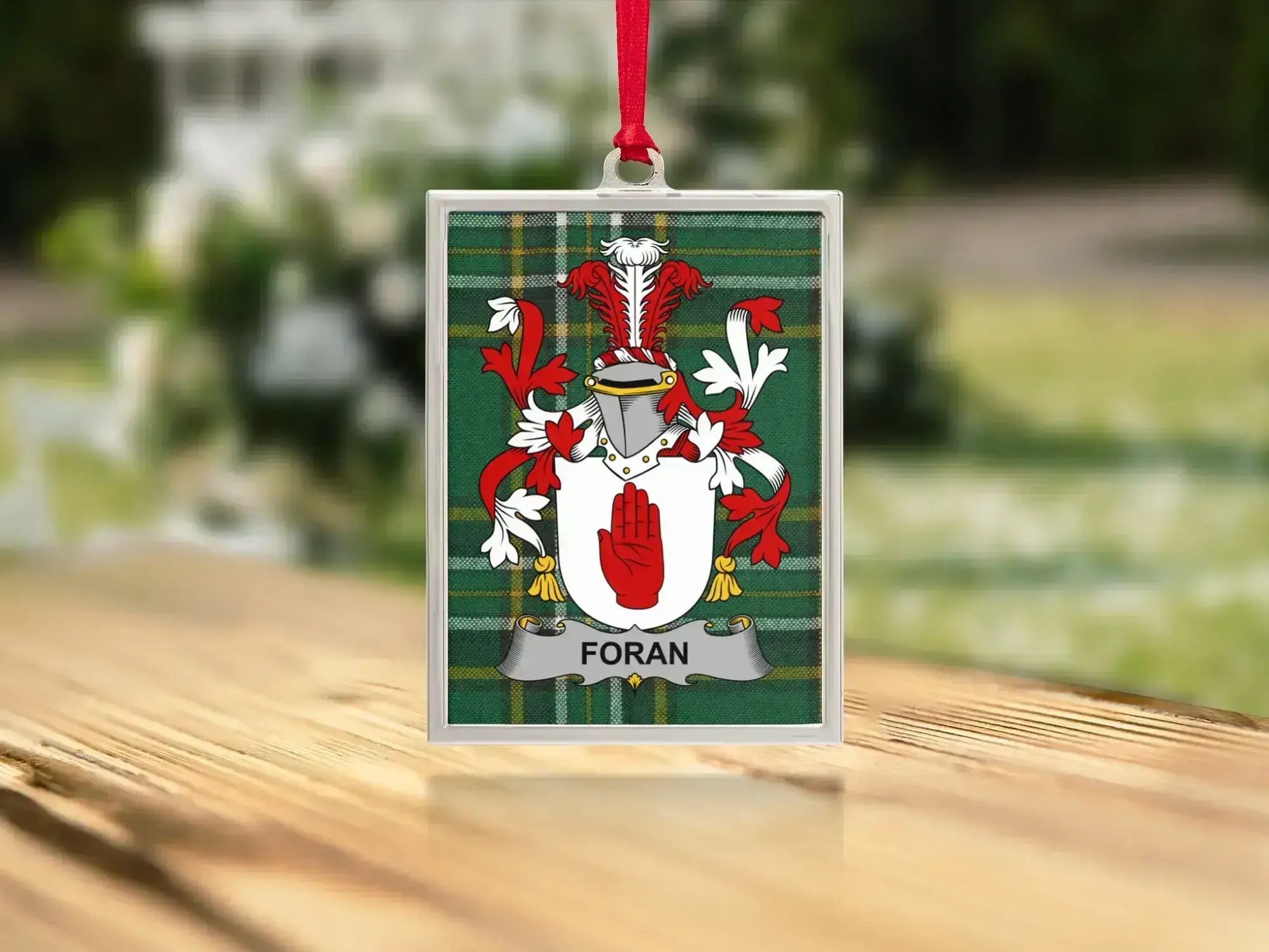 Family Crest Foran Plaque with Red Ribbon product type
