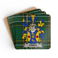 Personalized Family Crest Forde Green Plaid Coaster Set product