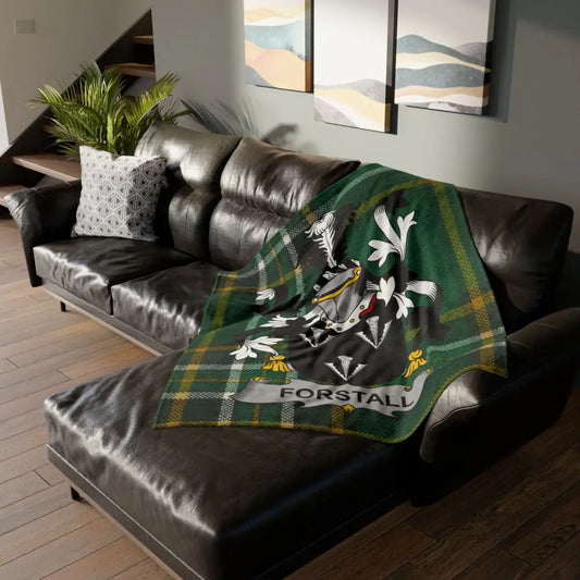Custom Green Tartan Pattern Forstall Throw Blanket