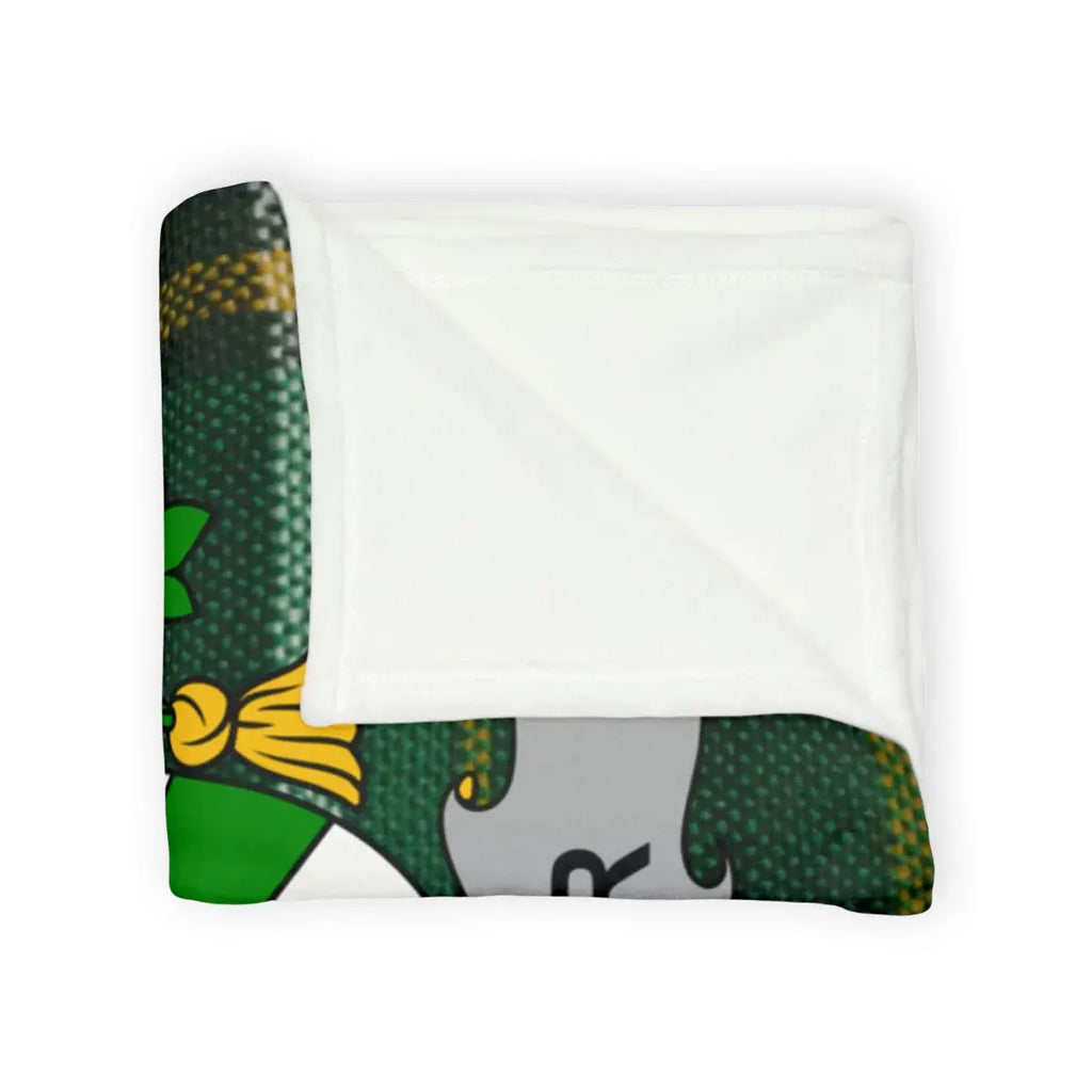 Cozy University Team Logo Inspired Green and Yellow Blanket