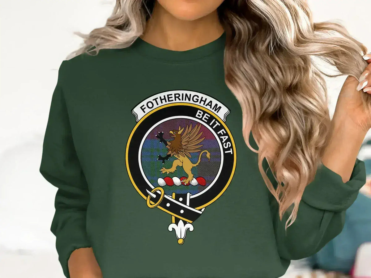 Fotheringham clan crest crewneck sweatshirt in forest green — fleece Scottish heritage top