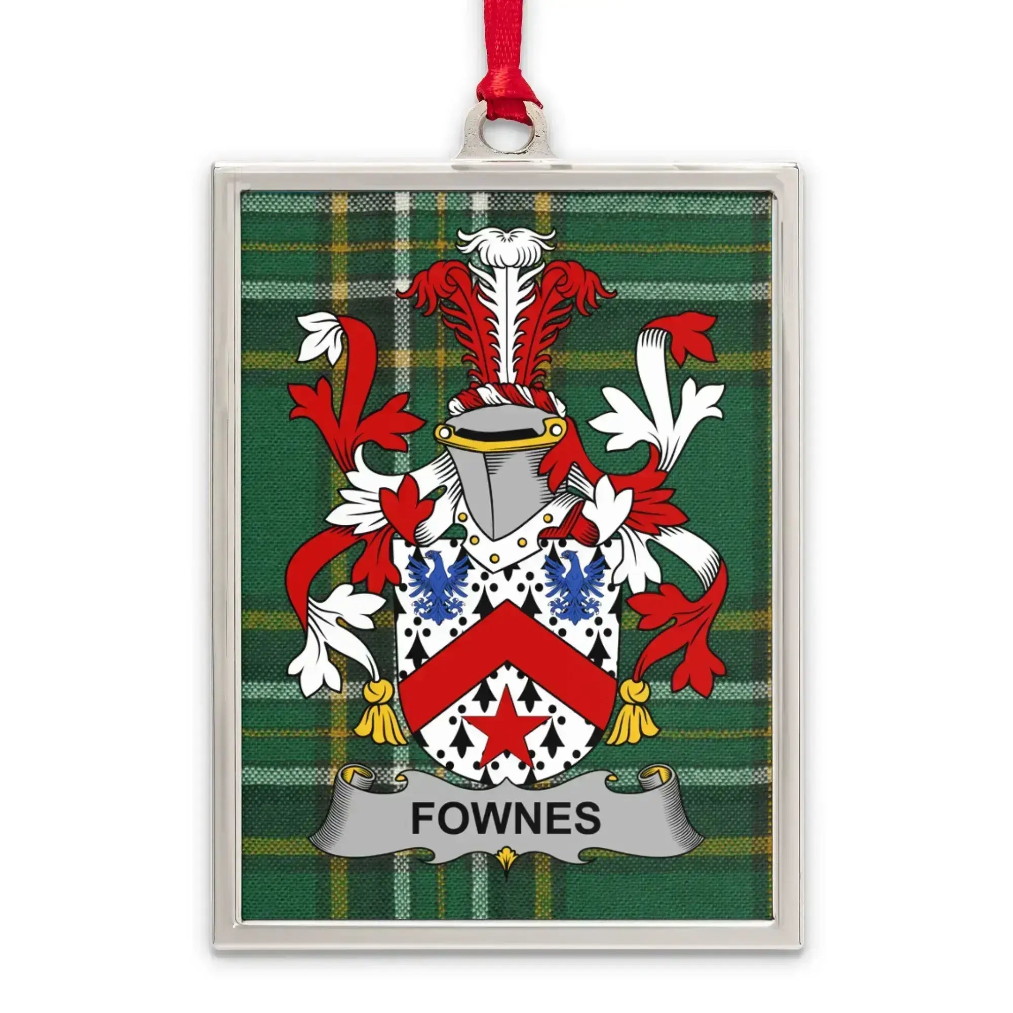 Fownes Family Crest Plaid Background Hanging Ornament product