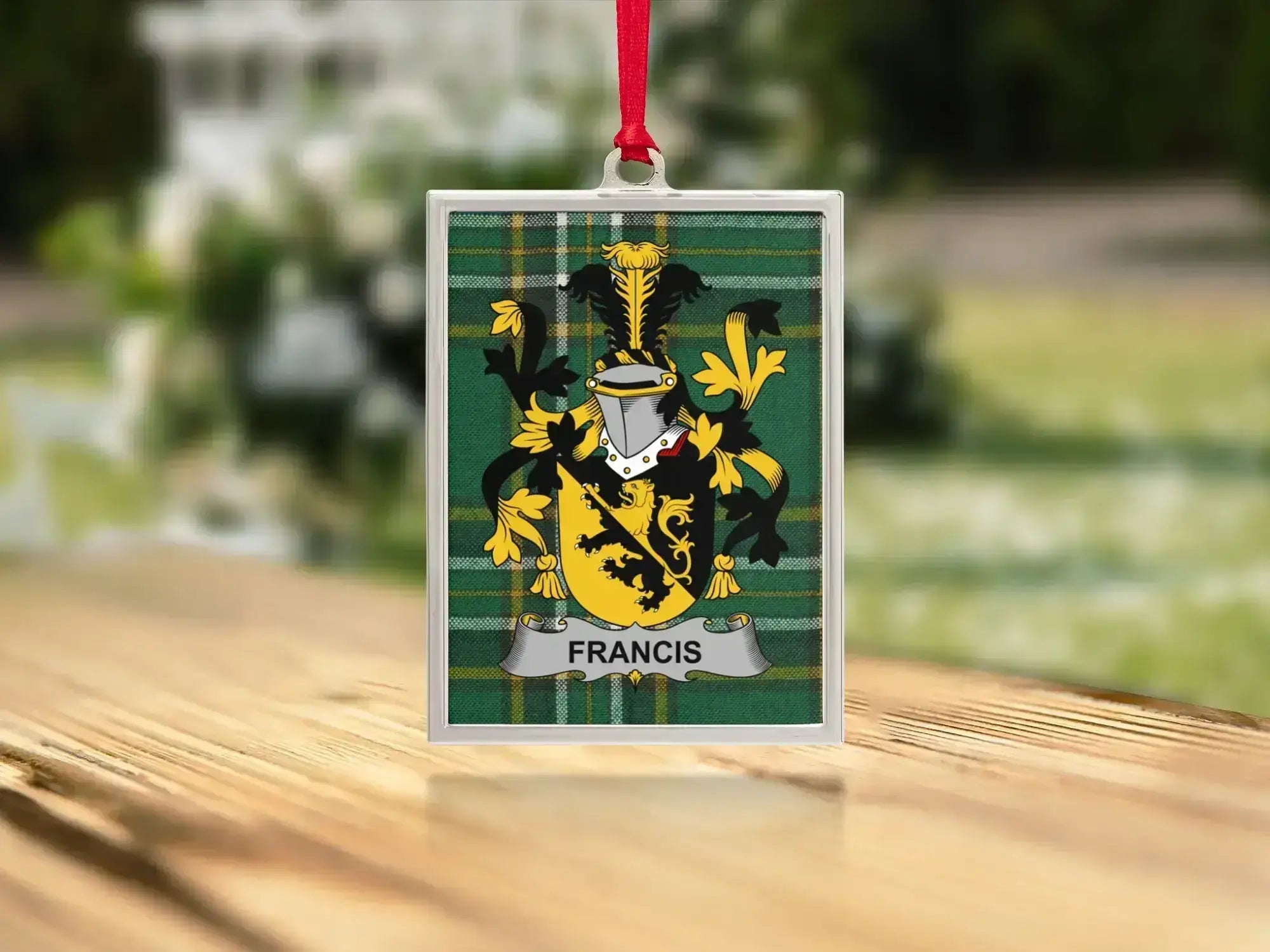 Custom Family Crest Shield Glass Ornament Christmas product
