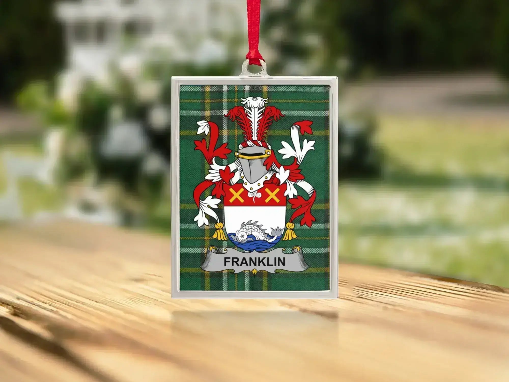 Franklin Family Crest Plaid Rectangular Ornament product type