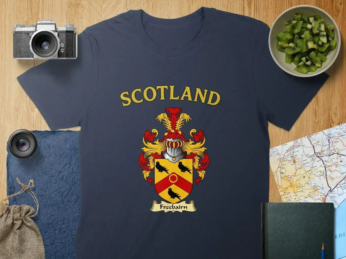 Freebairn Scottish clan crest t-shirt — heritage crest graphic