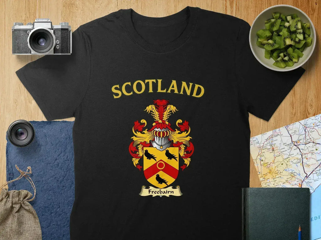 Freebairn Scottish clan crest t-shirt — crest print on soft cotton