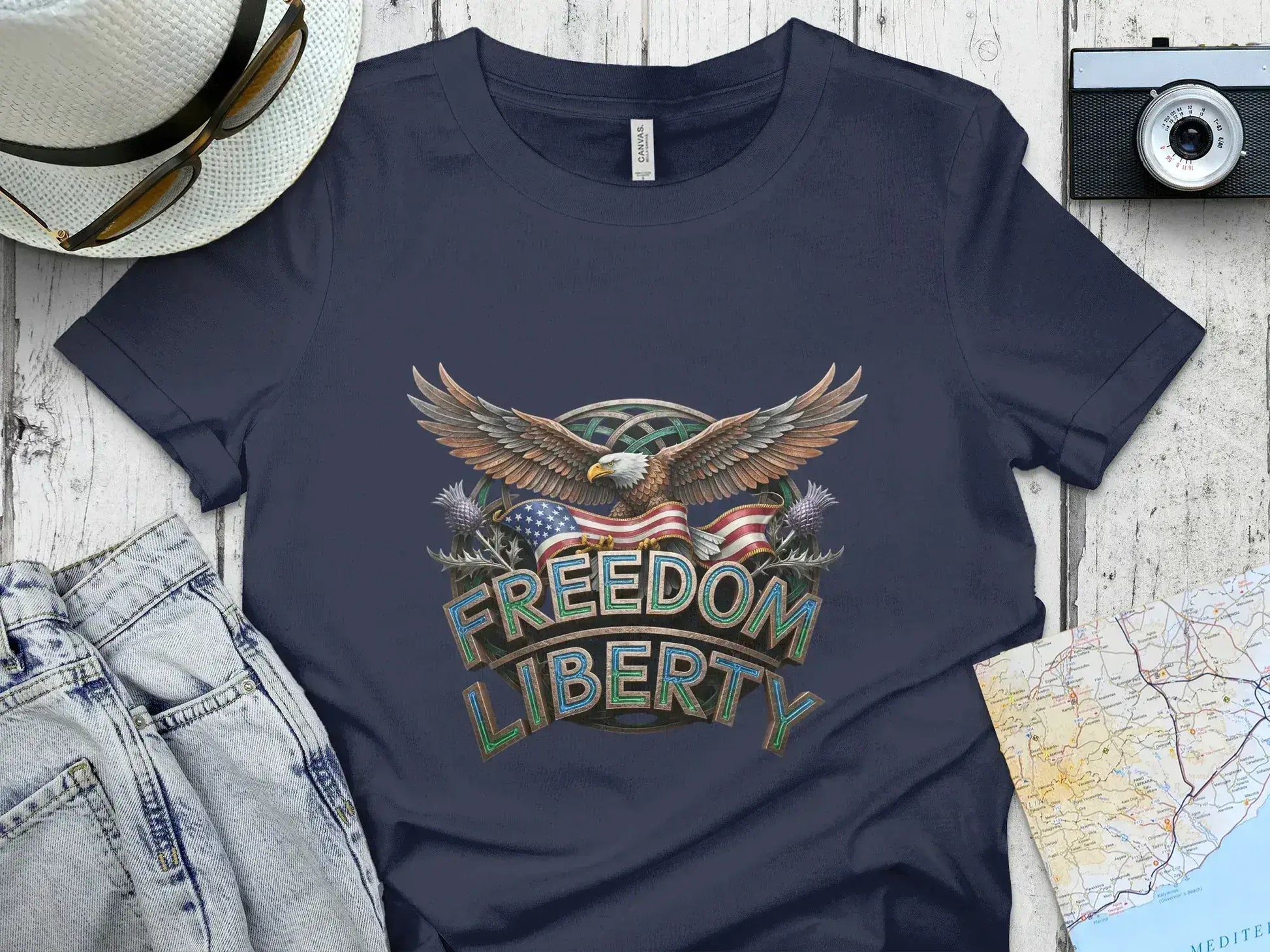 Freedom Liberty American Eagle Graphic T-Shirt product