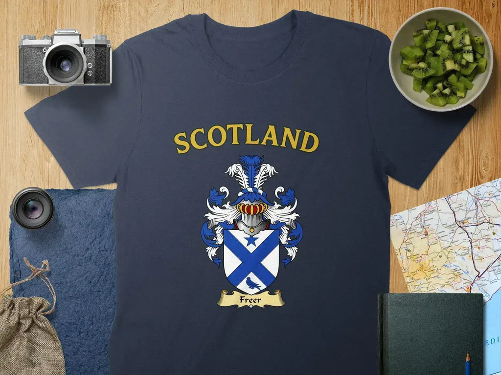 Freer Scottish clan crest t-shirt — heritage crest graphic
