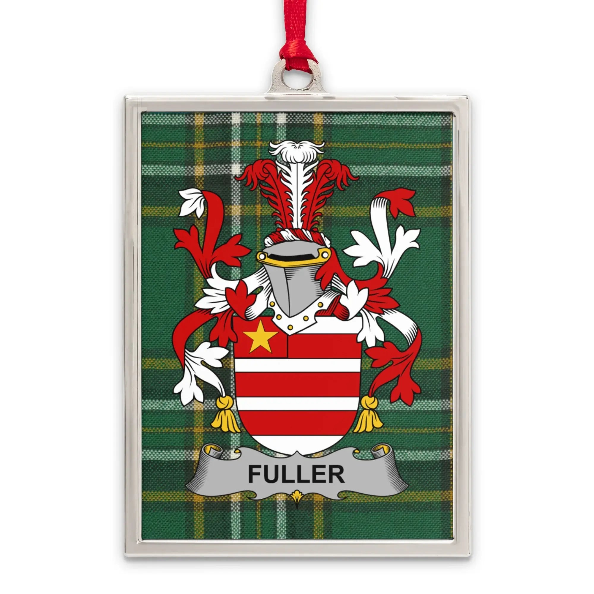 Fuller Family Crest Plaid Background Rectangular Ornament