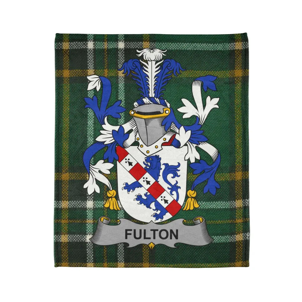 Fulton Clan Crest Plaid Pattern Blanket
