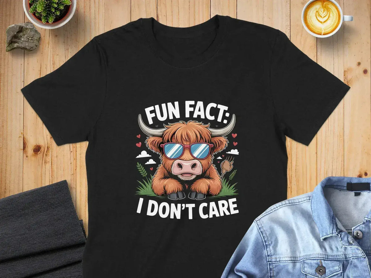 Fun Fact I Don't Care Cute Bull Graphic T-shirt