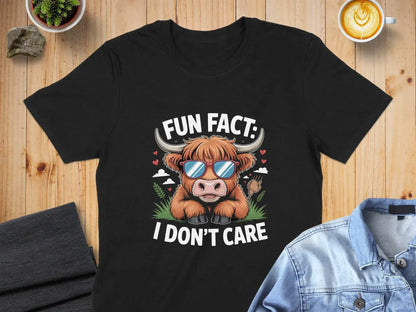 Fun Fact I Don't Care Cute Bull Graphic T-shirt product