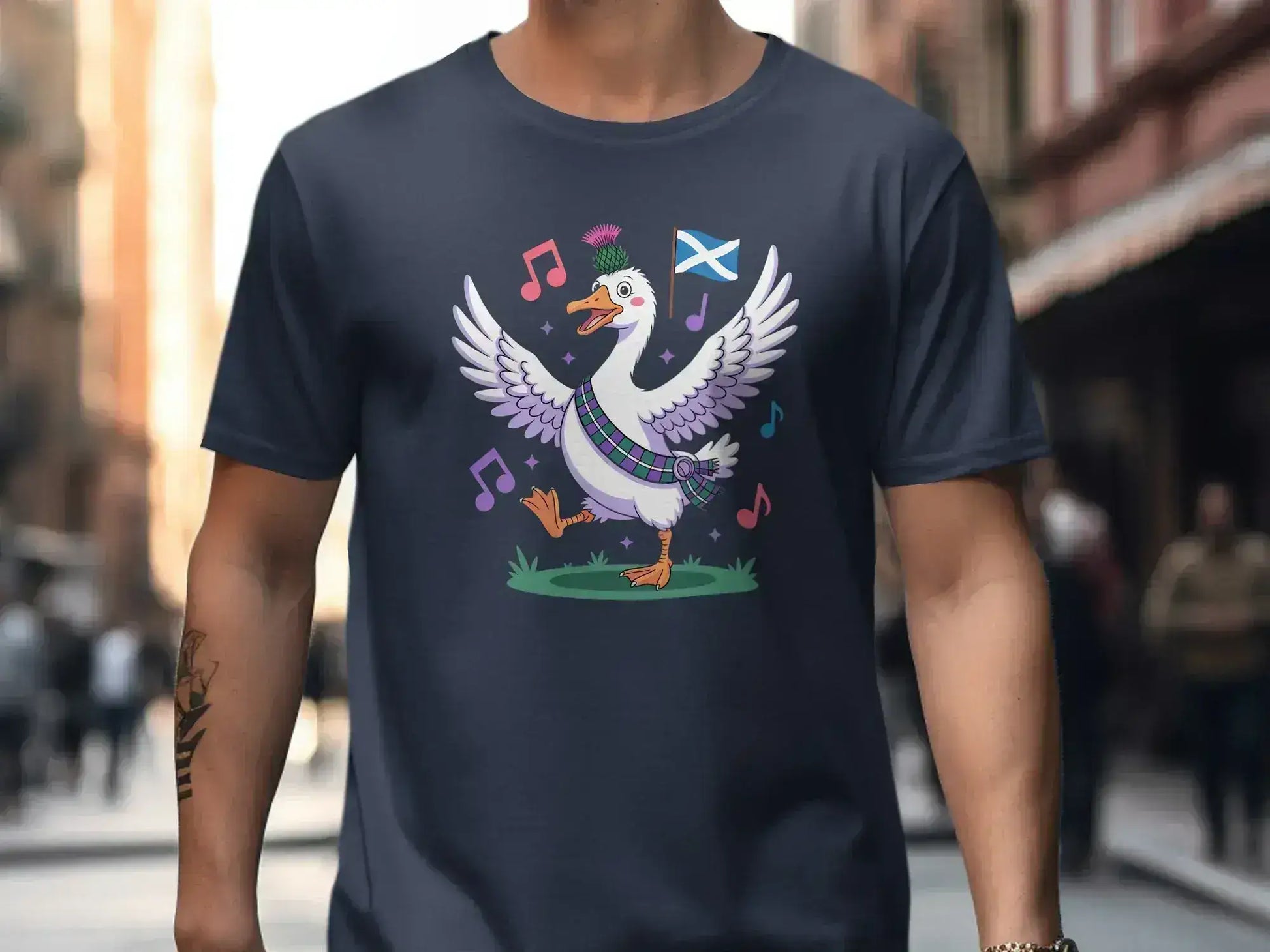 Scottish Dancing Goose with Flag Graphic T-Shirt product