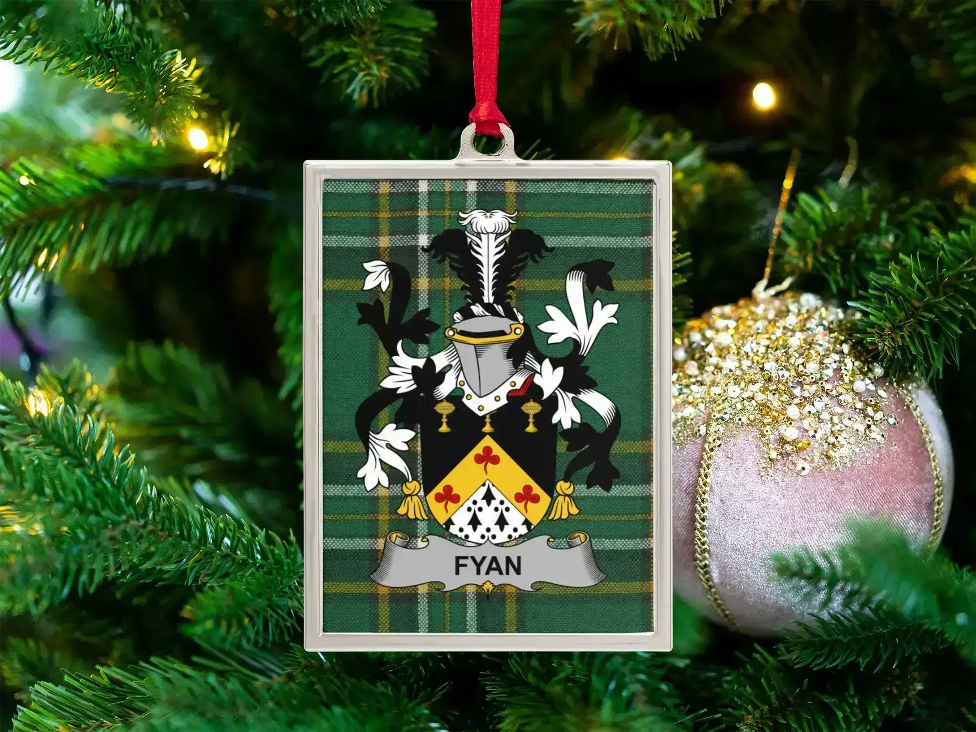 Family Crest Plaid Background Christmas Ornament product type