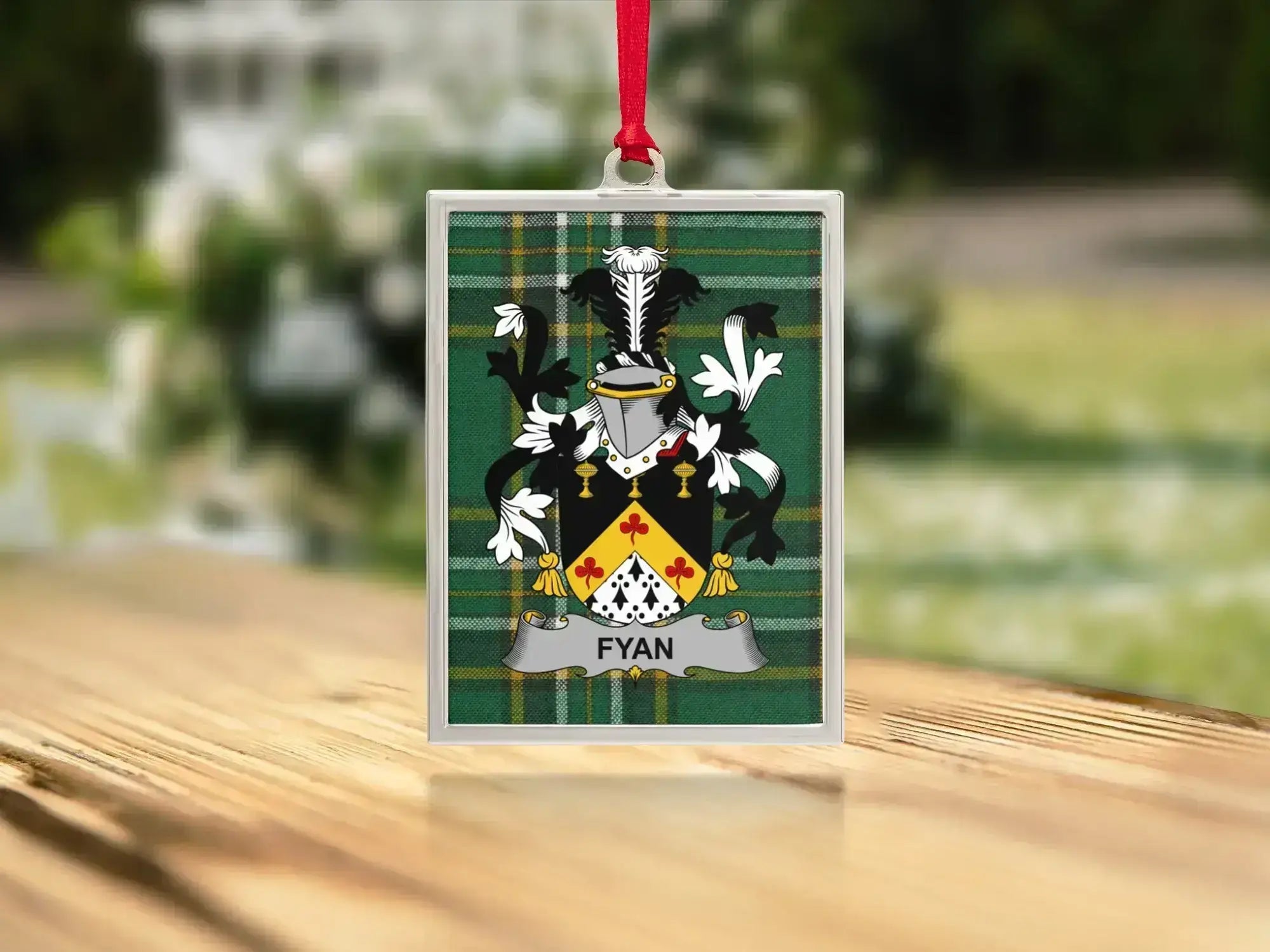 Fyan Family Crest Square Glass Ornament product type