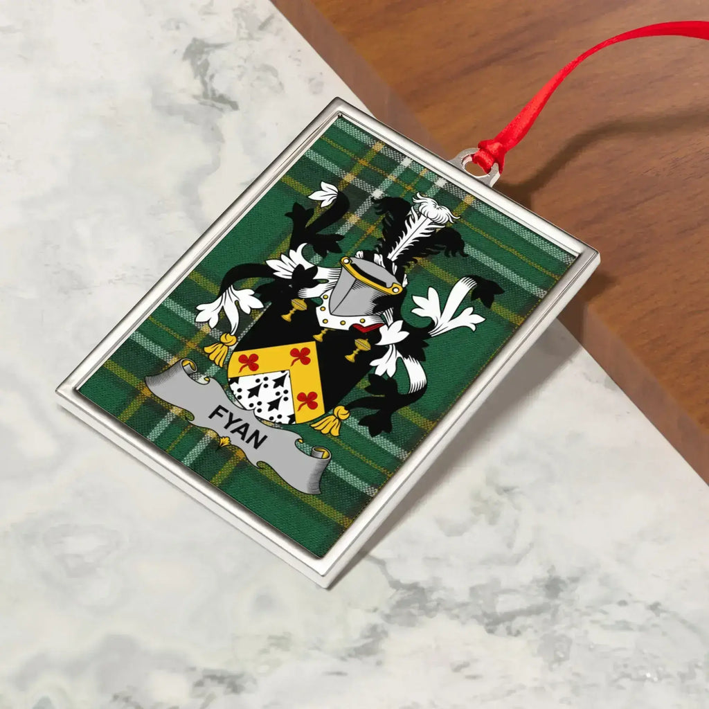 Custom Family Crest Green Plaid Rectangular Ornament product type