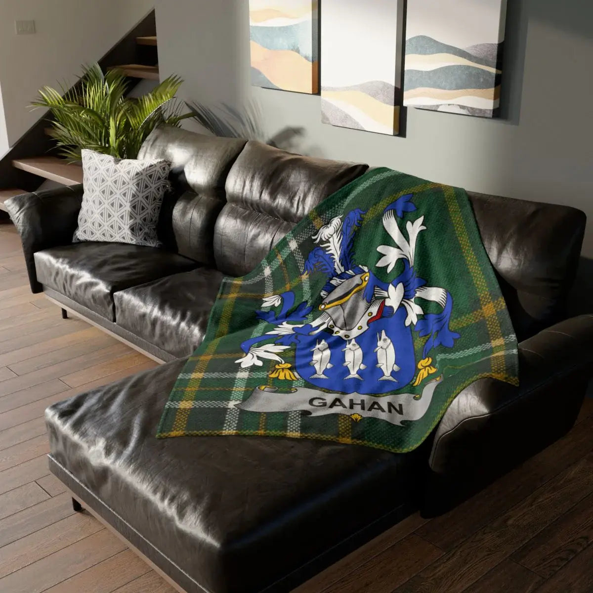Gahan Family Crest Tartan Print Blanket Cozy Throw