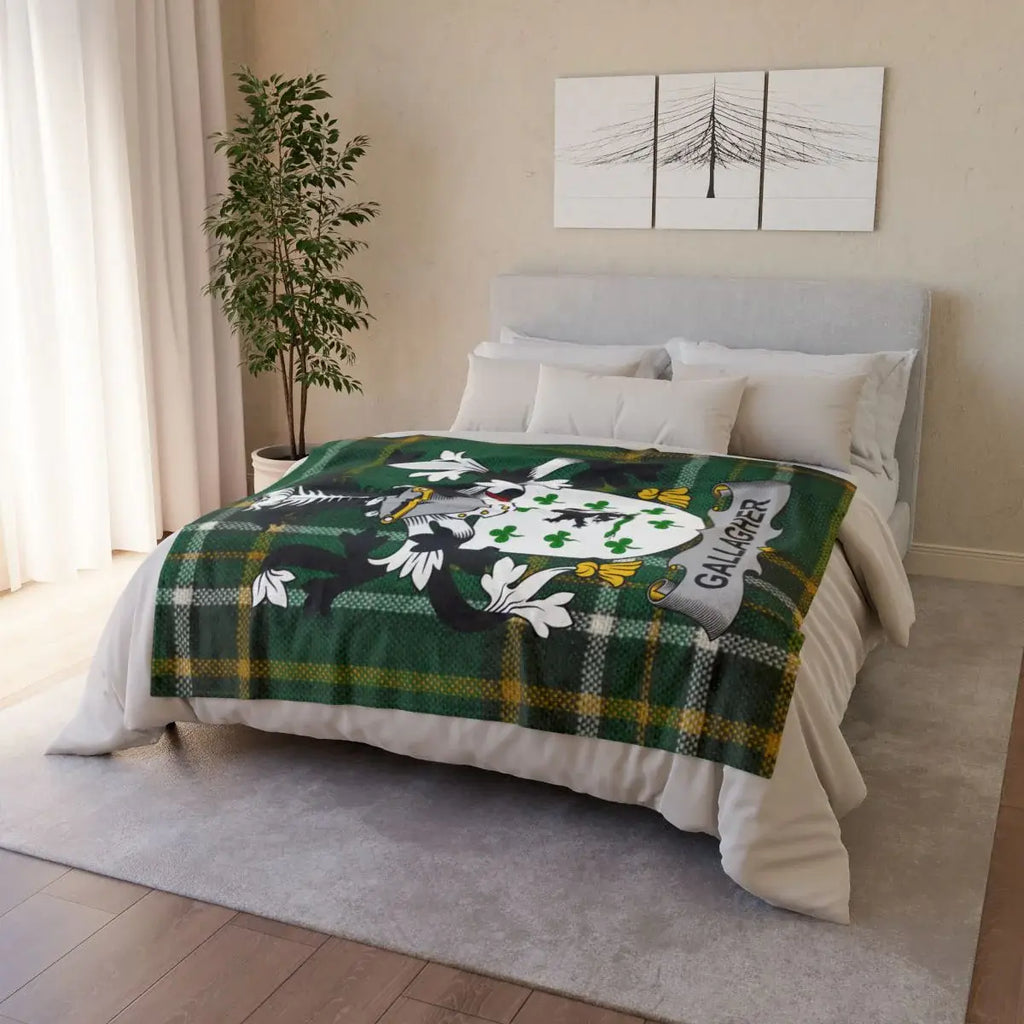 Gallagher Family Crest Blanket with Tartan Design