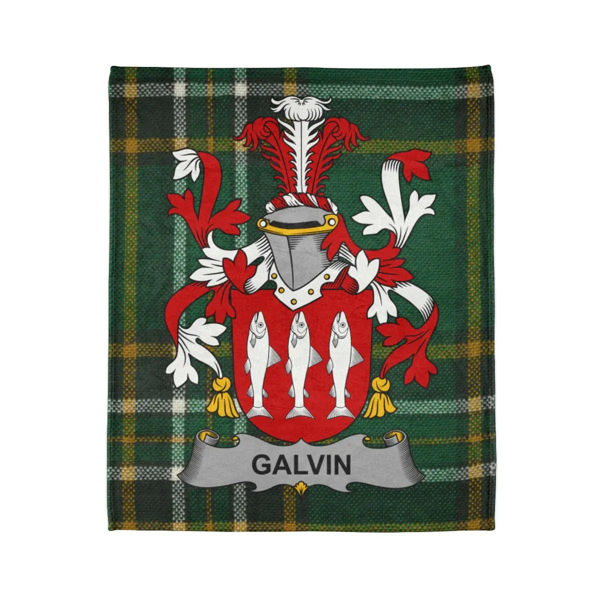Galvin Family Crest Tartan Plaid Design Blanket