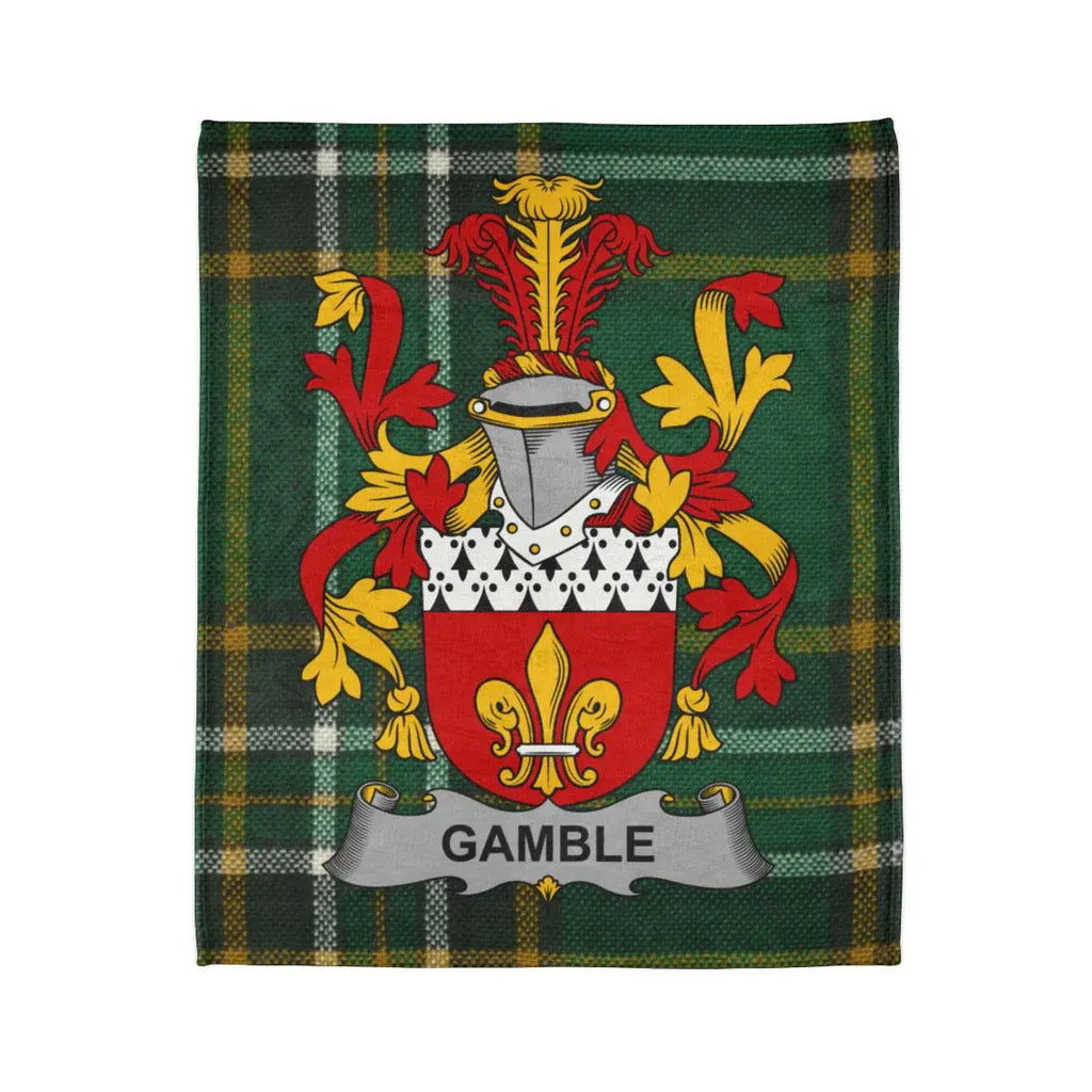 Gamble Family Crest Tartan Plaid Printed Blanket