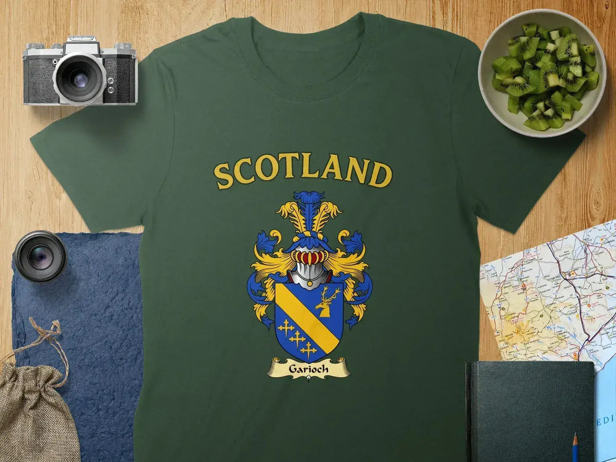 Garioch Scottish clan crest t-shirt — crest and emblem detail