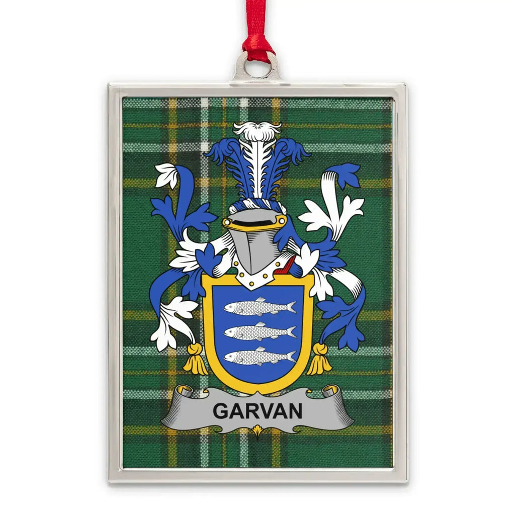 Garvan Family Crest with Plaid Background product