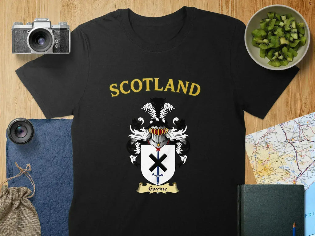Gavine Scottish clan crest t-shirt — crest print on soft cotton