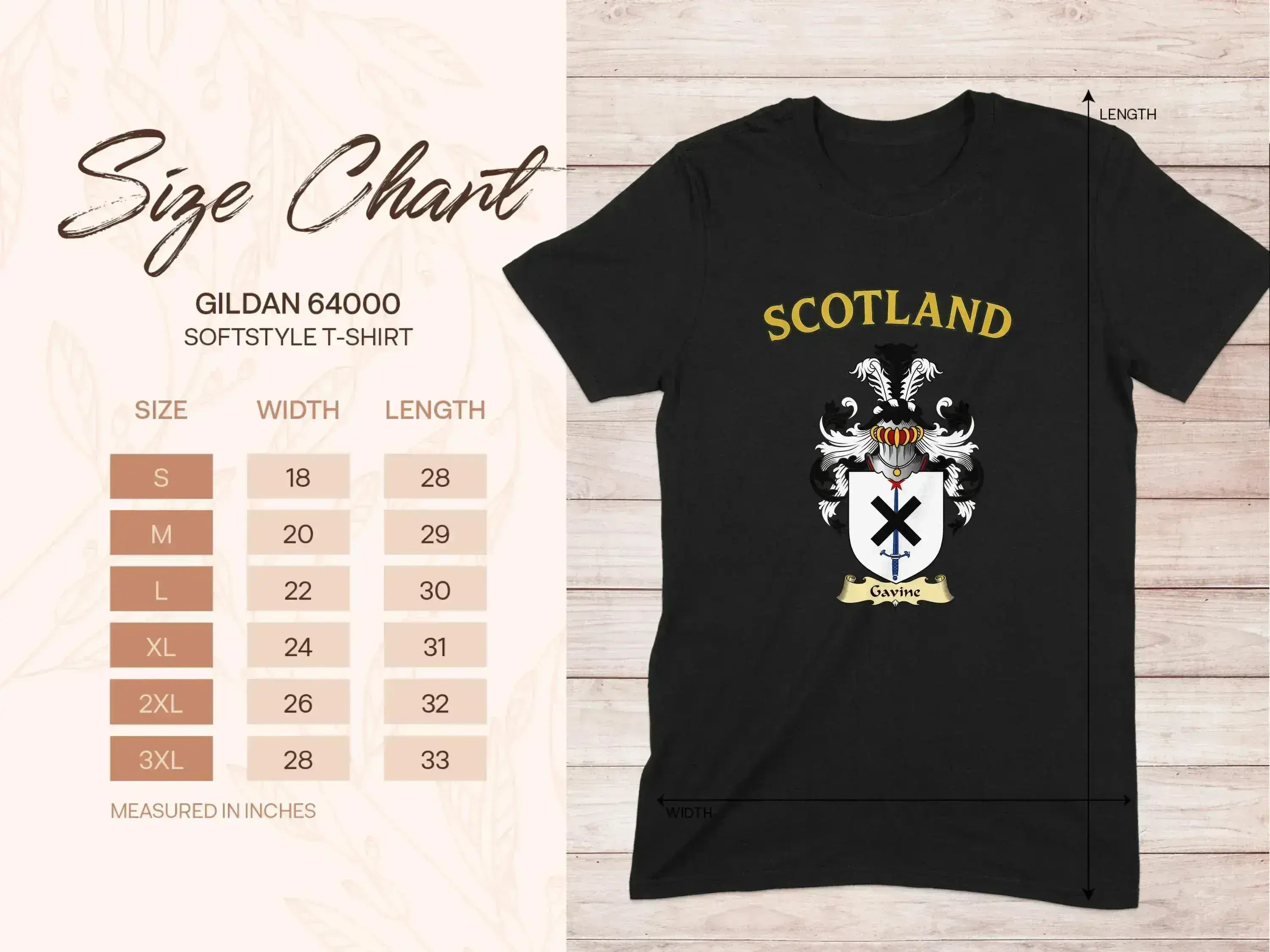 Gavine Scottish clan crest t-shirt — clan crest, front view