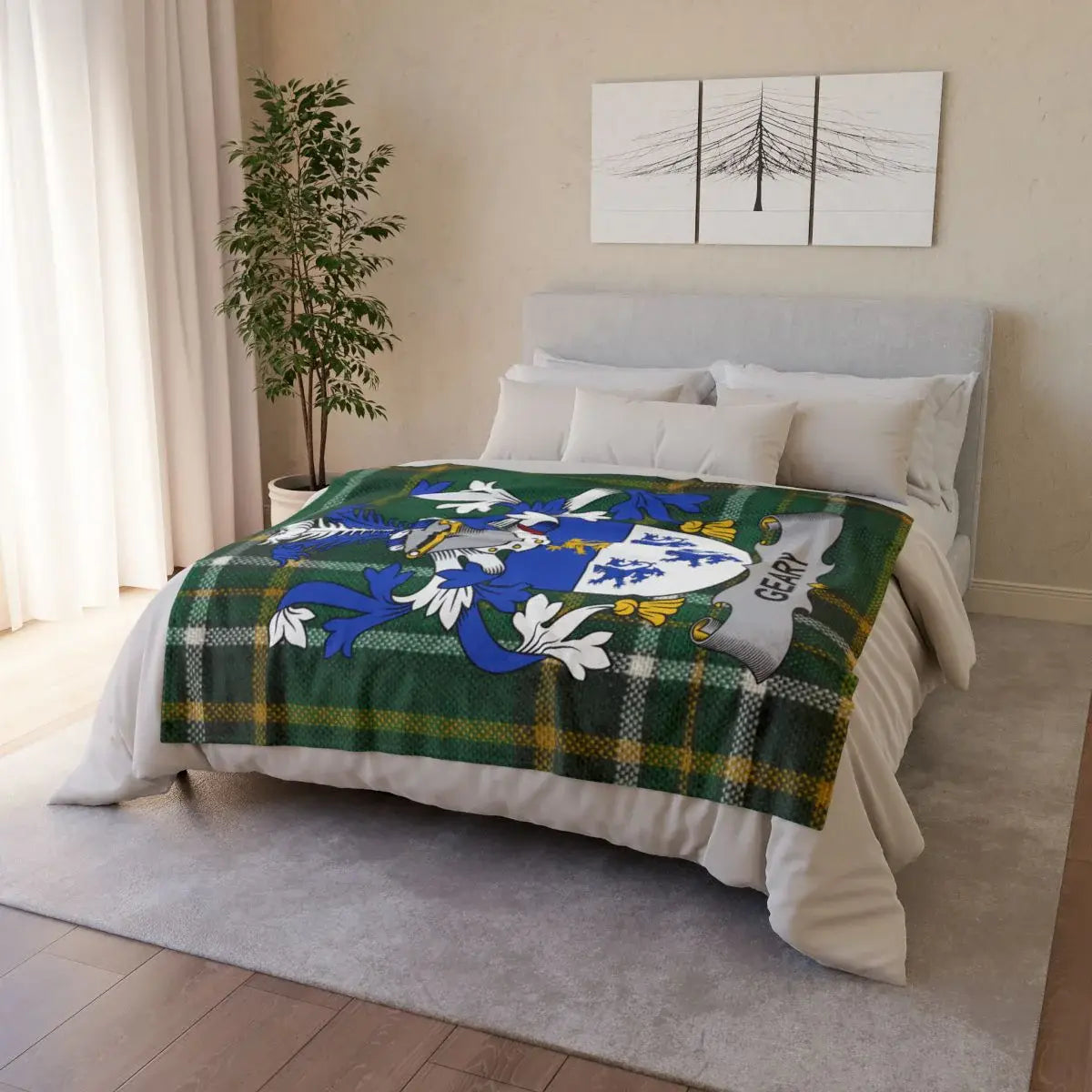 Custom Family Crest Plaid Blanket Home Decor Item