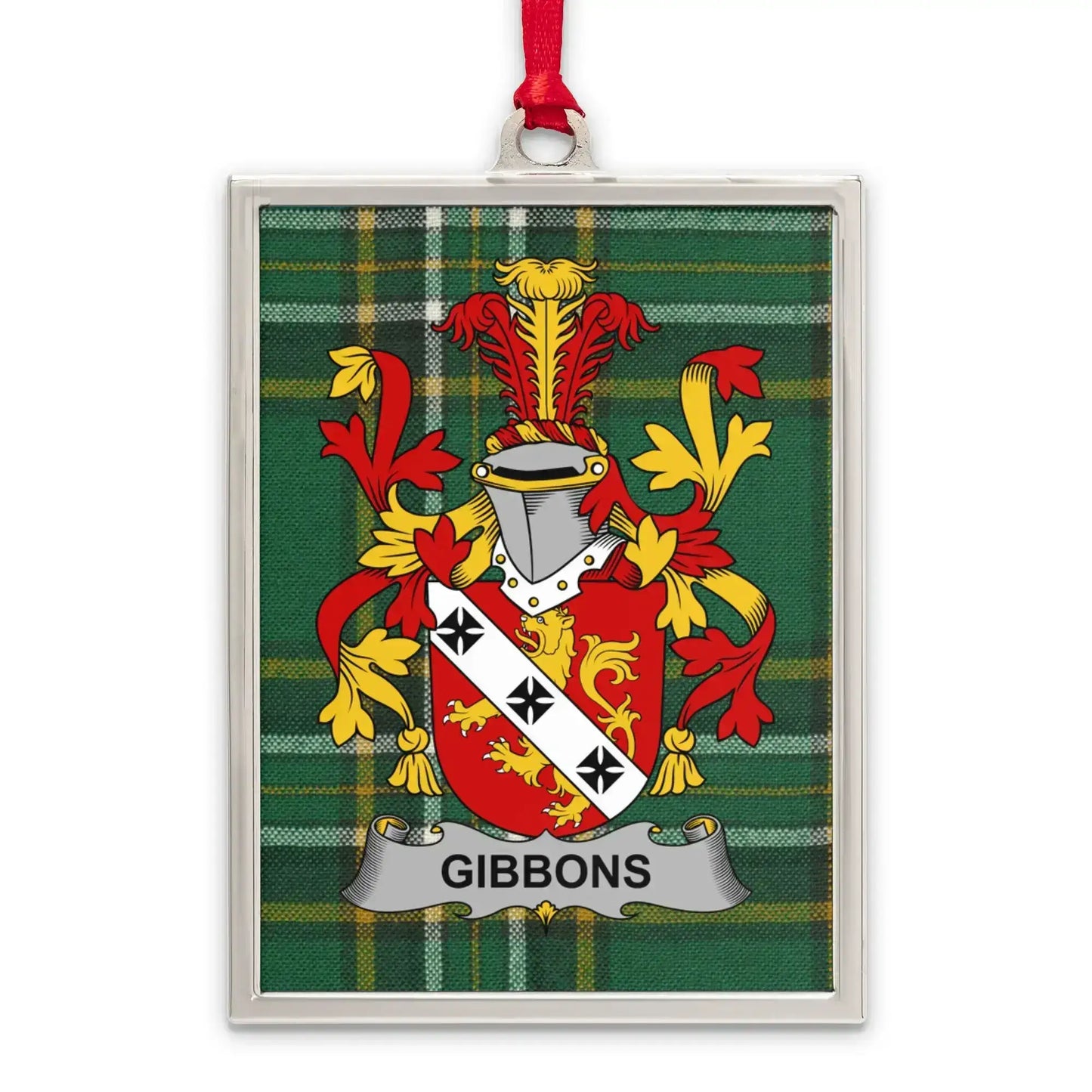 Gibbons Family Crest Green Tartan Hanging Ornament product