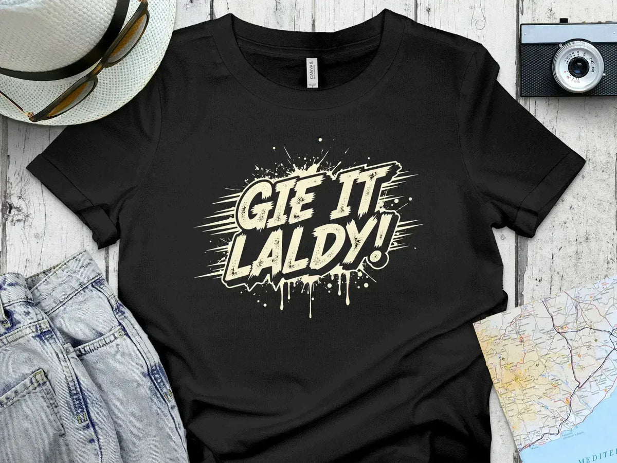 Gie It Laldy Black Graphic Tee Casual Fashion
