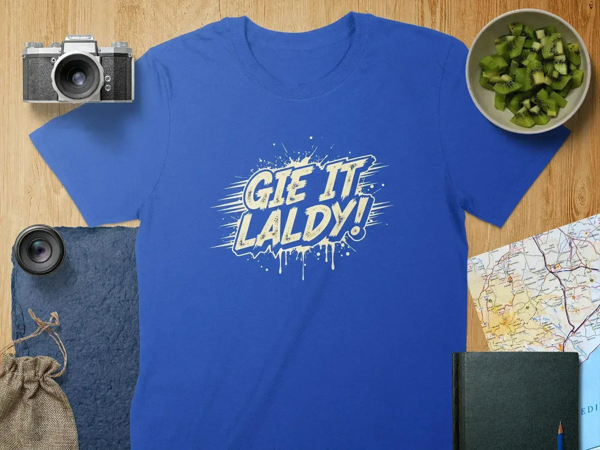 Gie It Laldy Statement Blue Graphic Design