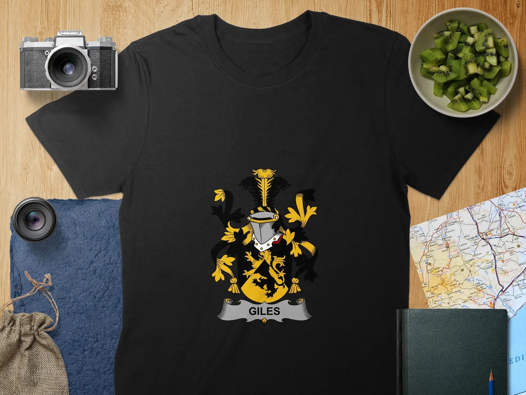Giles Family Coat of Arms Black Graphic T-Shirt