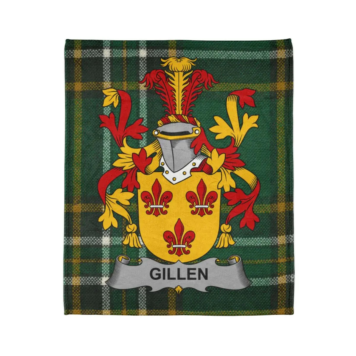 Gillen Tartan Blanket with Family Crest Design